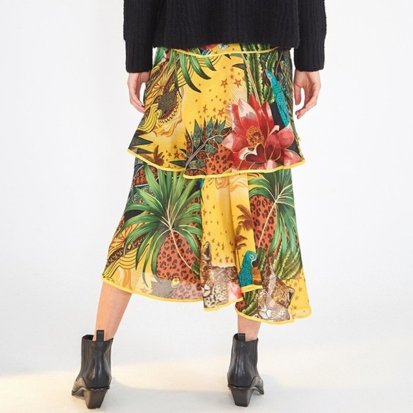 Farm Rio Tropical Dreams Tiered Midi Skirt - Picture 4 of 8